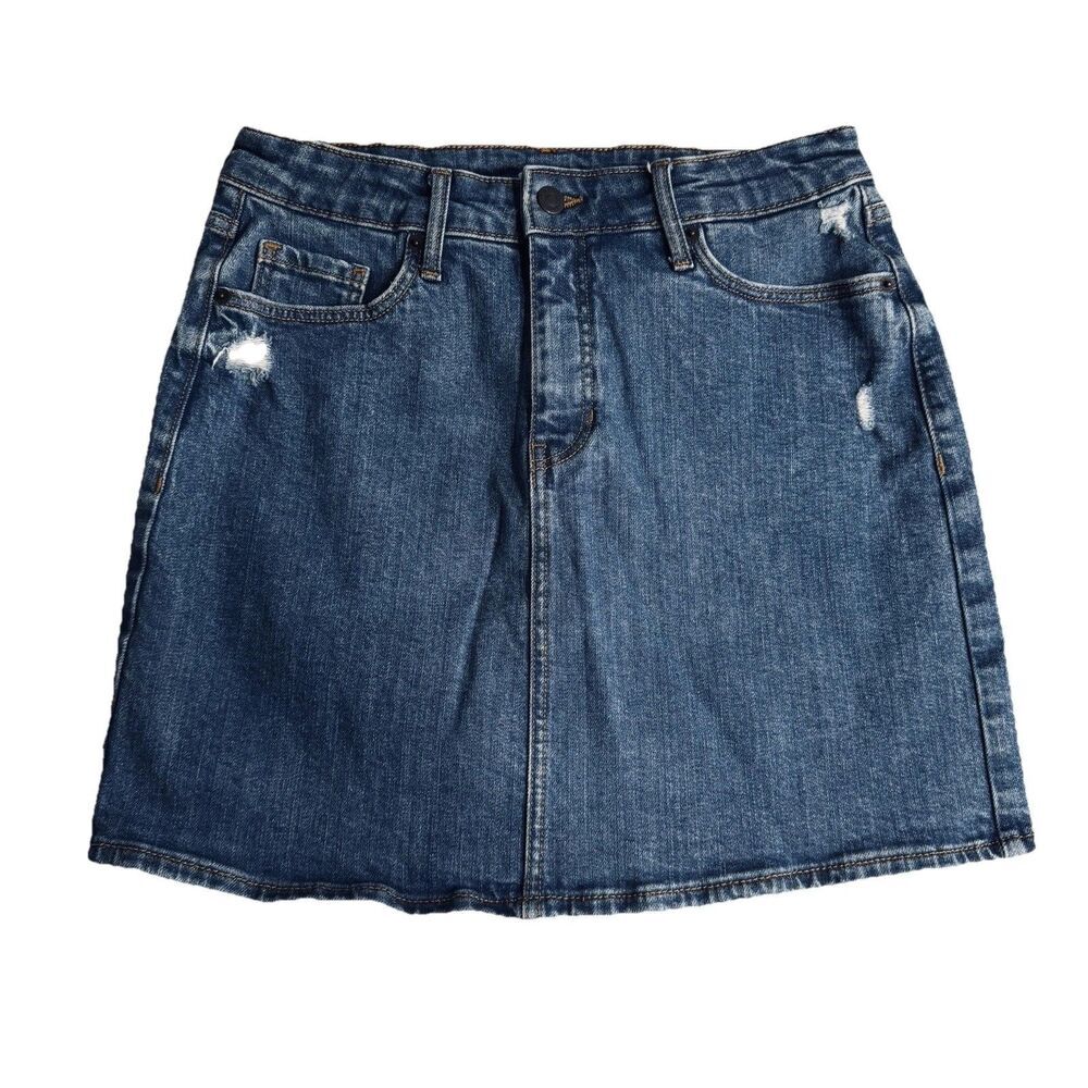 Old Navy Denim Skirt 6 (28 x 17) Blue Distressed Short Cotton Blend Womens